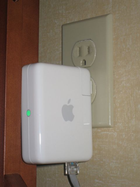 airport-express The AirPort Express powered up with connectivity.