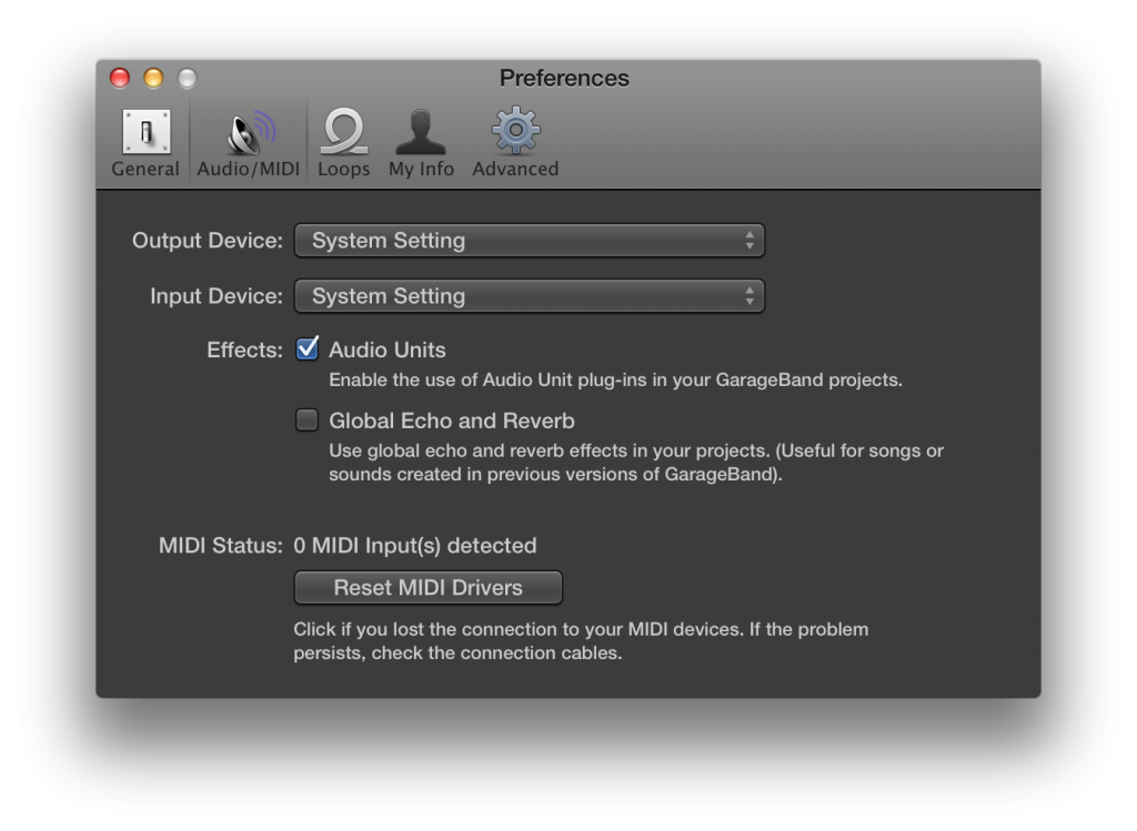 GarageBand Preferences
