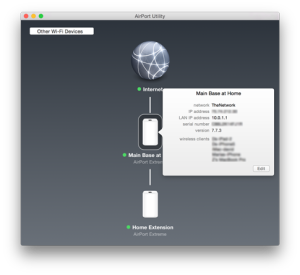 extend network with airport extreme select first router and click "Edit"