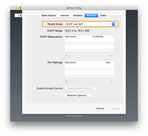 extend network with airport extreme network tab