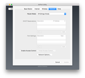 extend network with airport extreme network tab